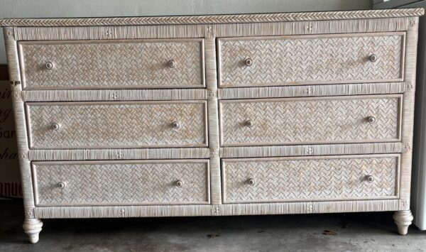 Six Drawer Wicker Dresser